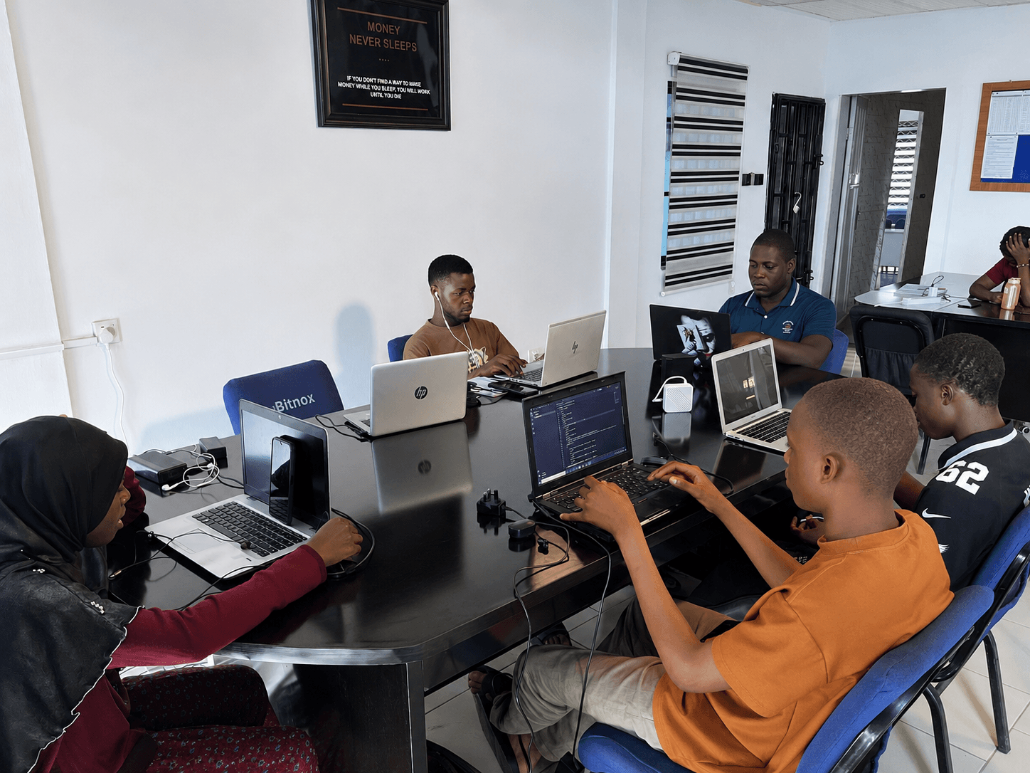 Students at work in the Bitnox Technology training centre, Majek Kembo Plaza, Oke-Ilewo, Abeokuta