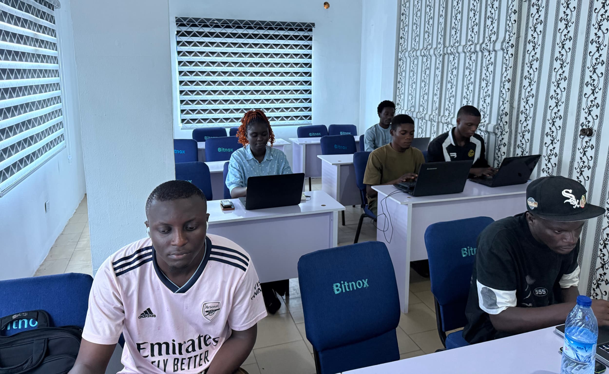 Students learning on laptops in the Bitnox Technology training room at Majek Kembo Plaza, Oke-Ilewo, Abeokuta