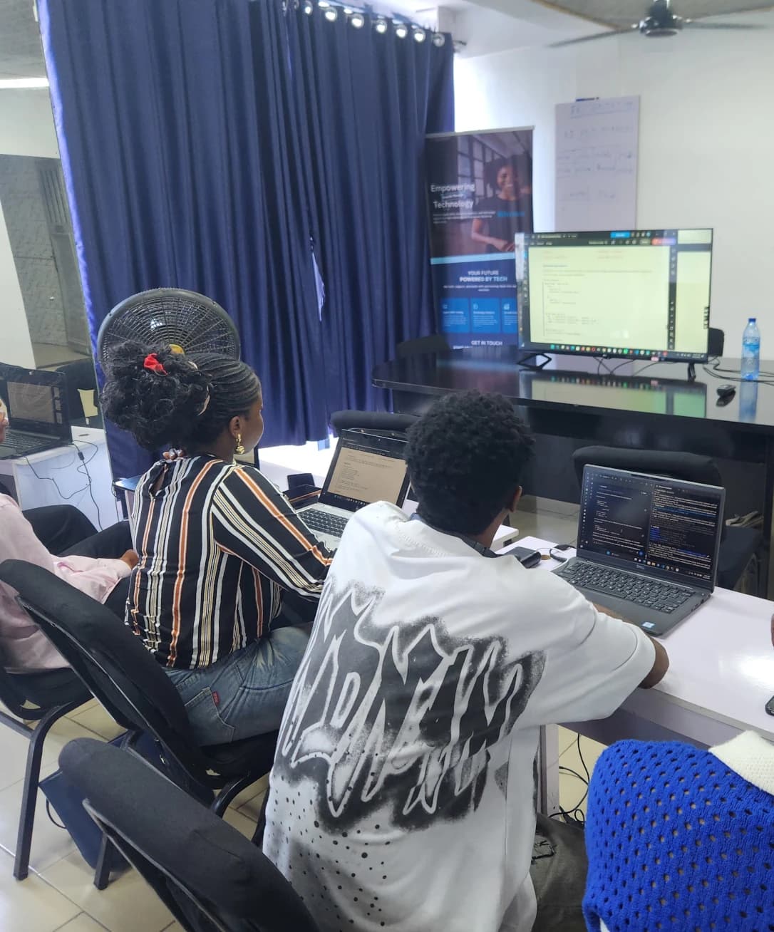 A Bitnox Technology student working through a coding exercise at the Abeokuta training centre